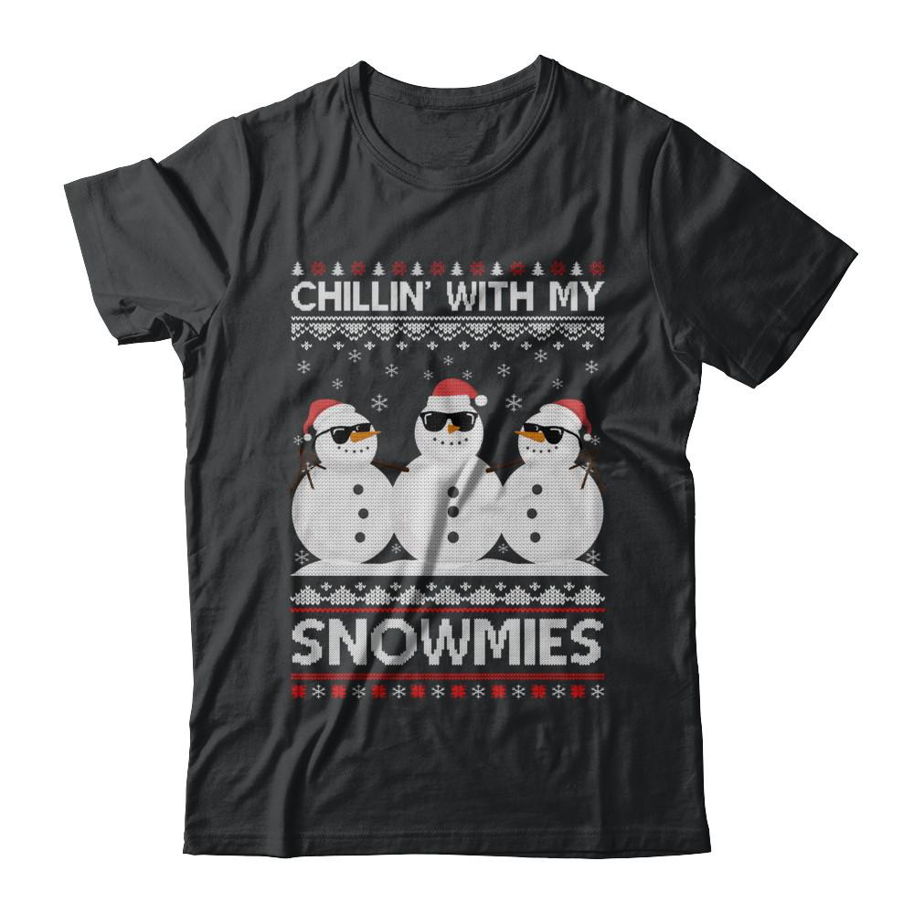Chillin With My Snowmies Ugly Christmas Sweater-T-Shirt & Sweatshirt-Classic T-Shirt-Black