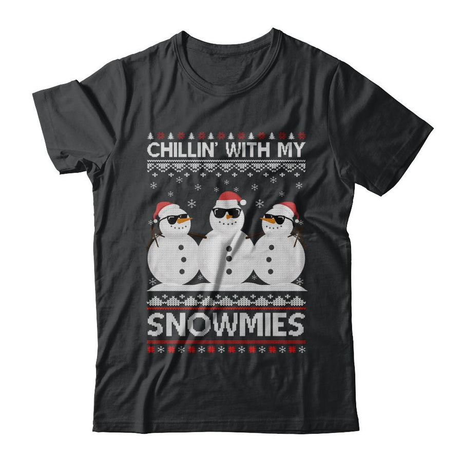 Chillin With My Snowmies Ugly Christmas Sweater-T-Shirt & Sweatshirt-Classic T-Shirt-Black