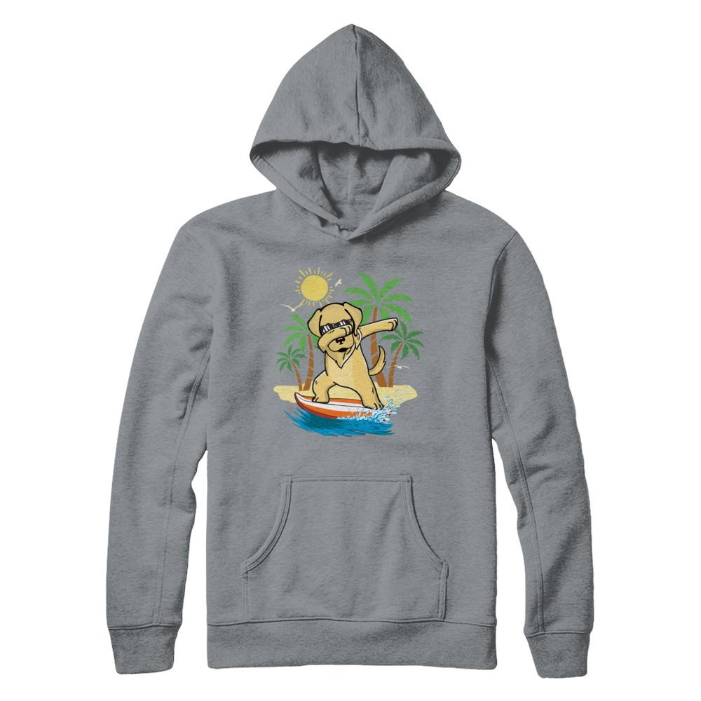 Summer Vacation Dabbing Golden Retriever Surfing Surfboard Gift-T-Shirt & Hoodie-Pullover Hoodie-Light Steel