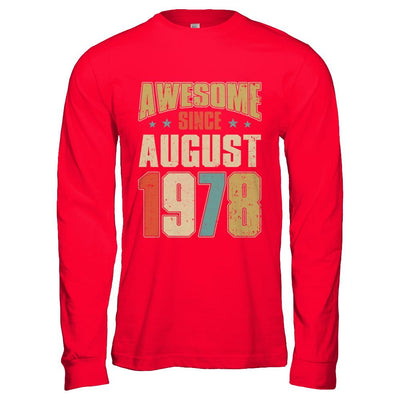 Vintage Retro Awesome Since August 1978 43th Birthday-T-Shirt & Hoodie-Long Sleeve T-Shirt-Red