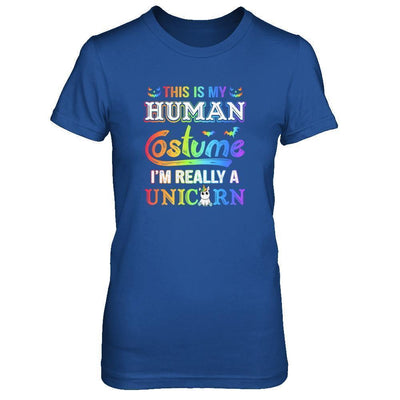 Halloween This Is My Human Costume I'm Really A Unicorn-T-Shirt & Tank Top-Women's T-Shirt-Royal