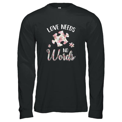 Love Needs No Word Autistic Sign Autism Awareness-T-Shirt & Tank Top-Long Sleeve T-Shirt-Black