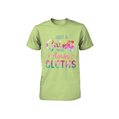 Just A Girl Who Loves Sloths Sloth Lover Youth-Youth Shirt-Toddler T-Shirt-Key Lime
