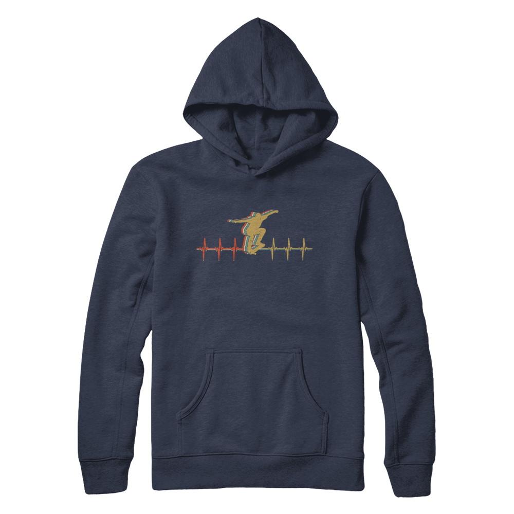 Vintage Skateboard Skater Heartbeat Love Gift-T-Shirt & Hoodie-Pullover Hoodie-Navy