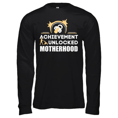 Achievement Unlocked Motherhood First Time Mom-T-Shirt & Hoodie-Long Sleeve T-Shirt-Black