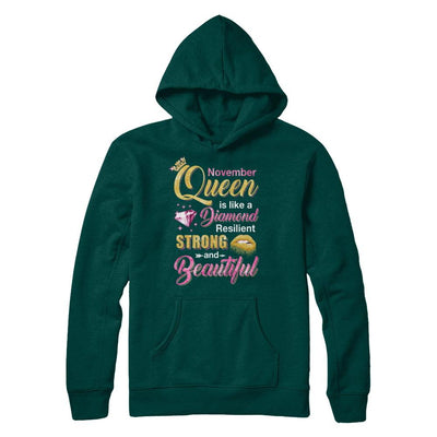 November Girls Queen Is Diamond Strong Beautiful-T-Shirt & Hoodie-Pullover Hoodie-Deep Forest