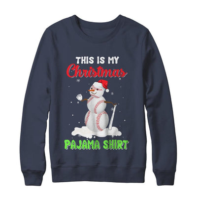 This Is My Christmas Pajama Xmas Snowman Baseball-T-Shirt & Sweatshirt-Crewneck Sweatshirt-Navy