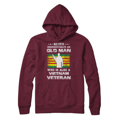 Never Underestimate An Old Man Vietnam Veteran-T-Shirt & Hoodie-Pullover Hoodie-Maroon