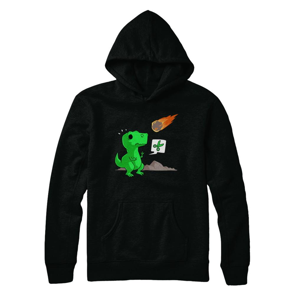 Rock Paper Scissors Funny Dinosaur-T-Shirt & Hoodie-Pullover Hoodie-Black