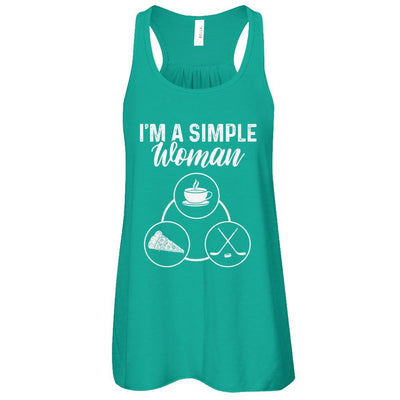 I'm A Simple Woman Coffee Pizza Hockey-T-Shirt & Tank Top-Women's Flowy Racerback Tank-Kelly