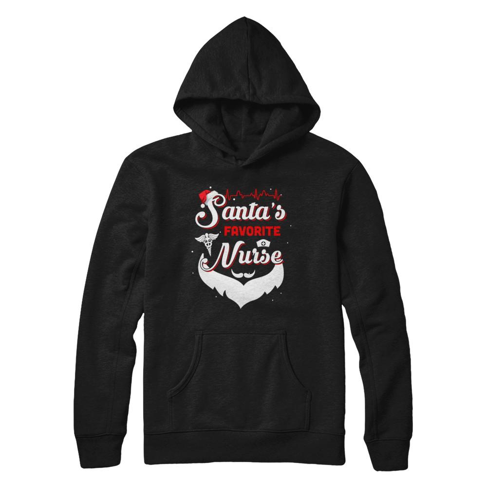 Nursing Santa's Favorite Nurse Christmas-T-Shirt & Hoodie-Pullover Hoodie-Black