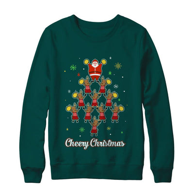 Cheery Christmas Funny Reindeer Santa Claus Cheerleader-T-Shirt & Sweatshirt-Crewneck Sweatshirt-Deep Forest