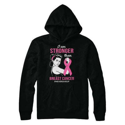 I Am Stronger Than Breast Cancer Awareness Support-T-Shirt & Hoodie-Pullover Hoodie-Black