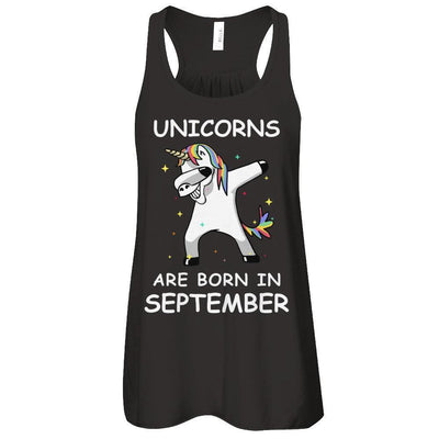 Unicorns Are Born In September Cute Dabbing-T-Shirt & Tank Top-Women's Flowy Racerback Tank-Black