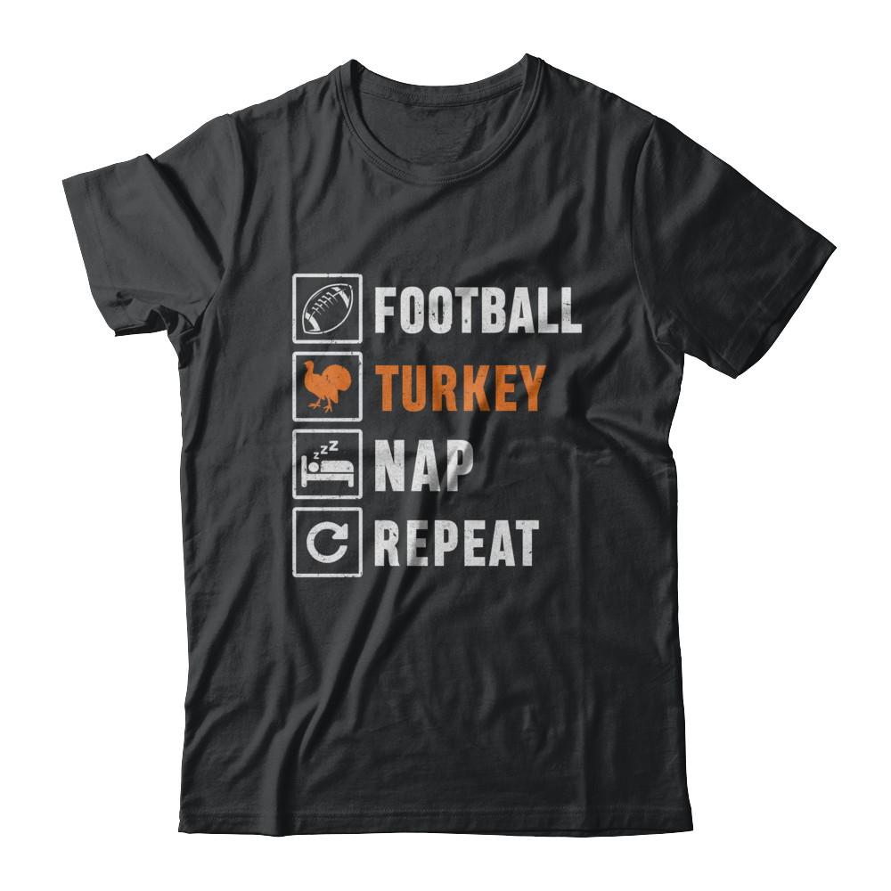 Football Turkey Nap Repeat Funny Thanksgiving Day