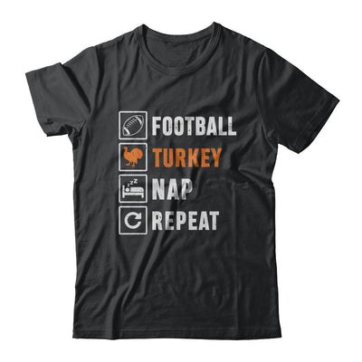 Football Turkey Nap Repeat Funny Thanksgiving Day-T-Shirt & Sweatshirt-Classic T-Shirt-Black