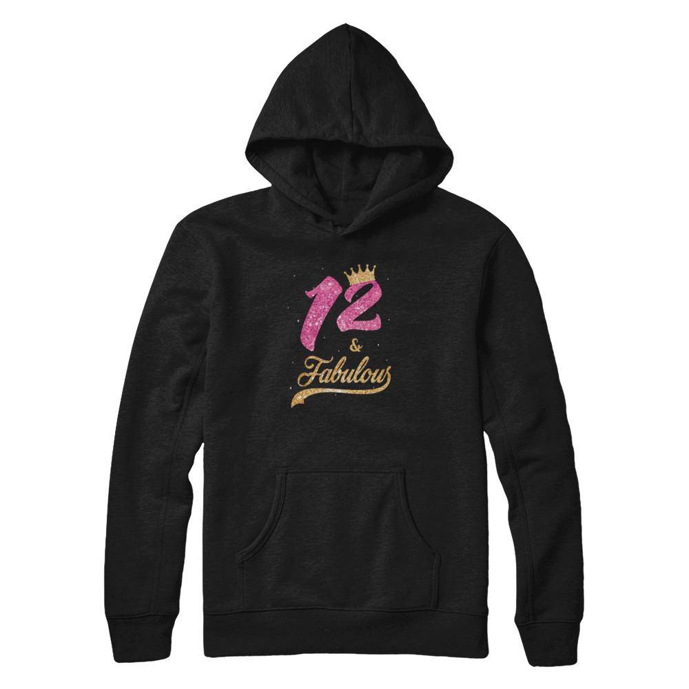 12Th And Fabulous Twelve Birthday-T-Shirt & Tank Top-Pullover Hoodie-Black