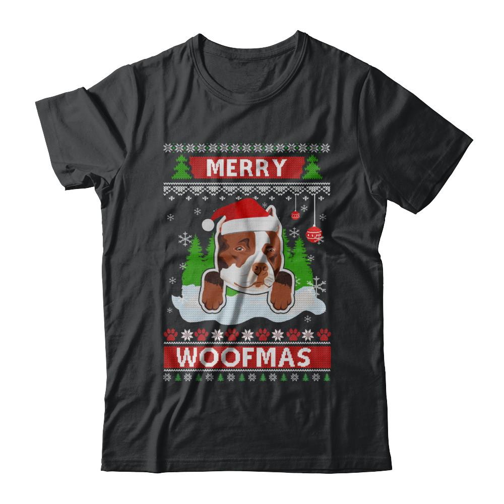 Pitbull Merry Woofmas Ugly Christmas Sweater-T-Shirt & Sweatshirt-Classic T-Shirt-Black