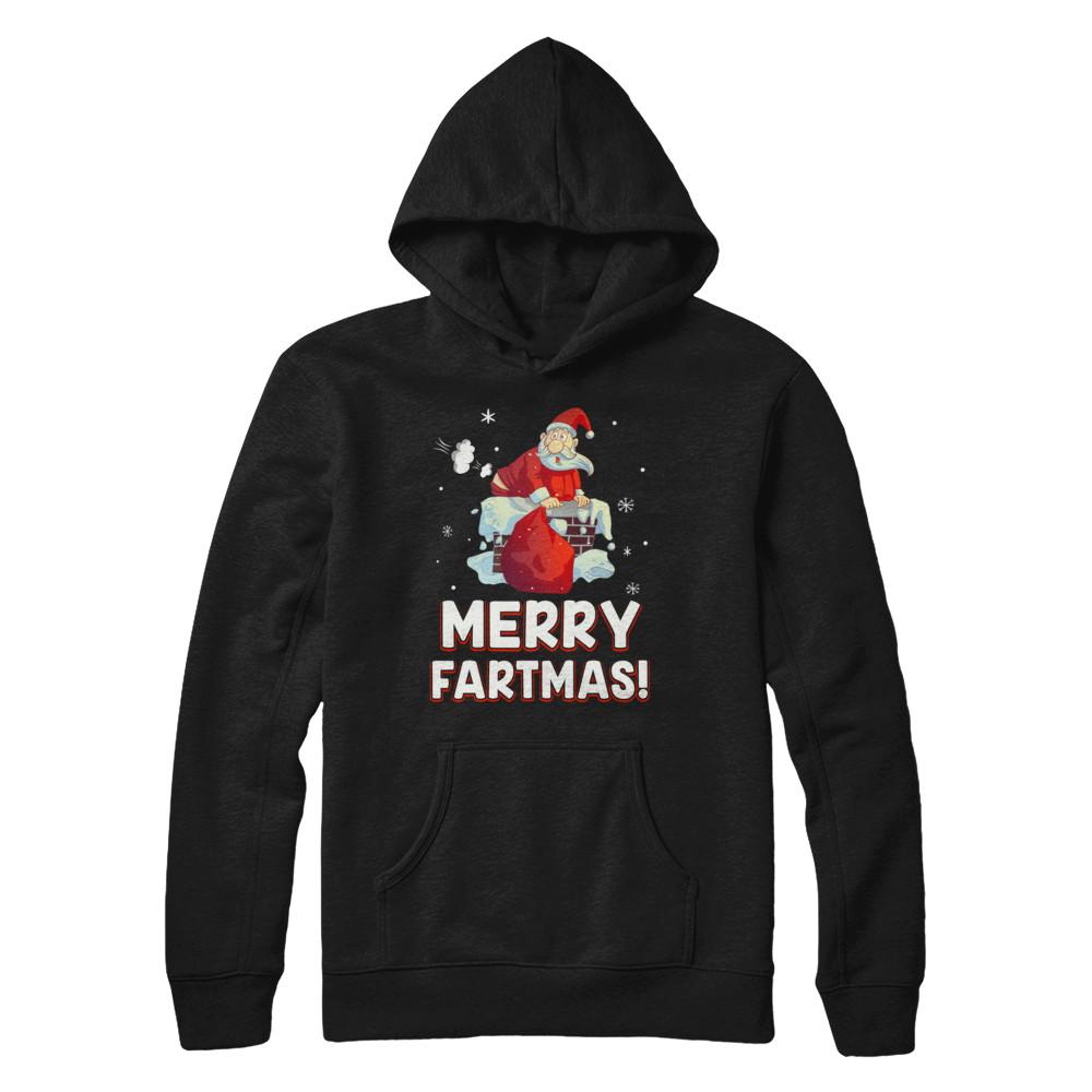 Funny Merry Fartmas Santa Claus Farting Christmas-T-Shirt & Sweatshirt-Pullover Hoodie-Black