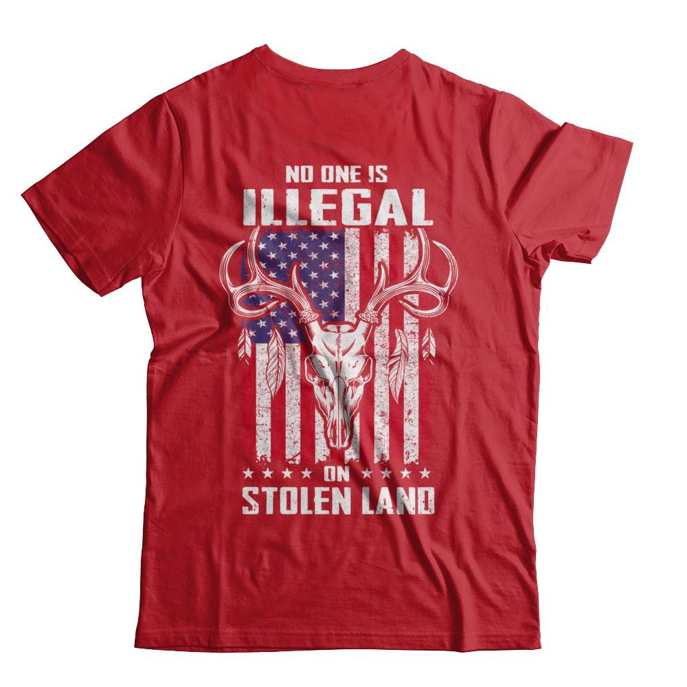 No One Is Illegal On Stolen Land Immigrants-T-Shirt & Hoodie-Classic T-Shirt-Red
