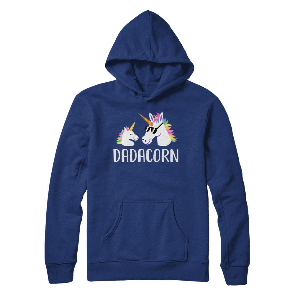 Dadacorn Unicorn Dad And Baby Fathers Day-T-Shirt & Hoodie-Hanes - Heavyweight Pullover Hoodie-Deep Royal