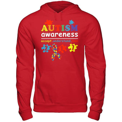 Autism Awareness 2017 Accept Understand Love-T-Shirt & Hoodie-Pullover Hoodie-Red