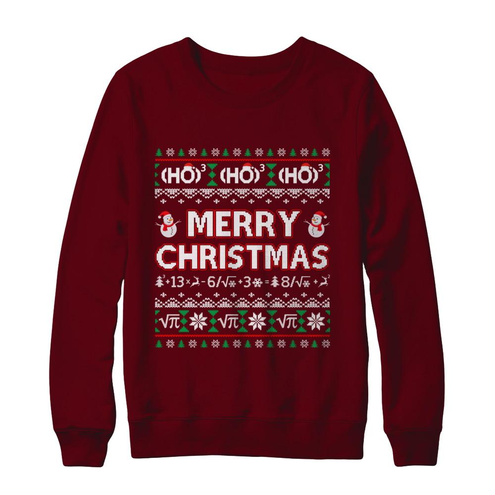 Merry Christmath Funny Math Christmas Ugly Sweaters-T-Shirt & Sweatshirt-Crewneck Sweatshirt-Maroon