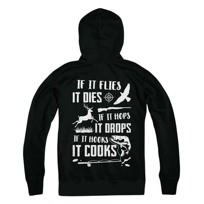 If It Flies If It Hops If It Hooks Funny Hunting Fishing-T-Shirt & Hoodie-Pullover Hoodie-Black