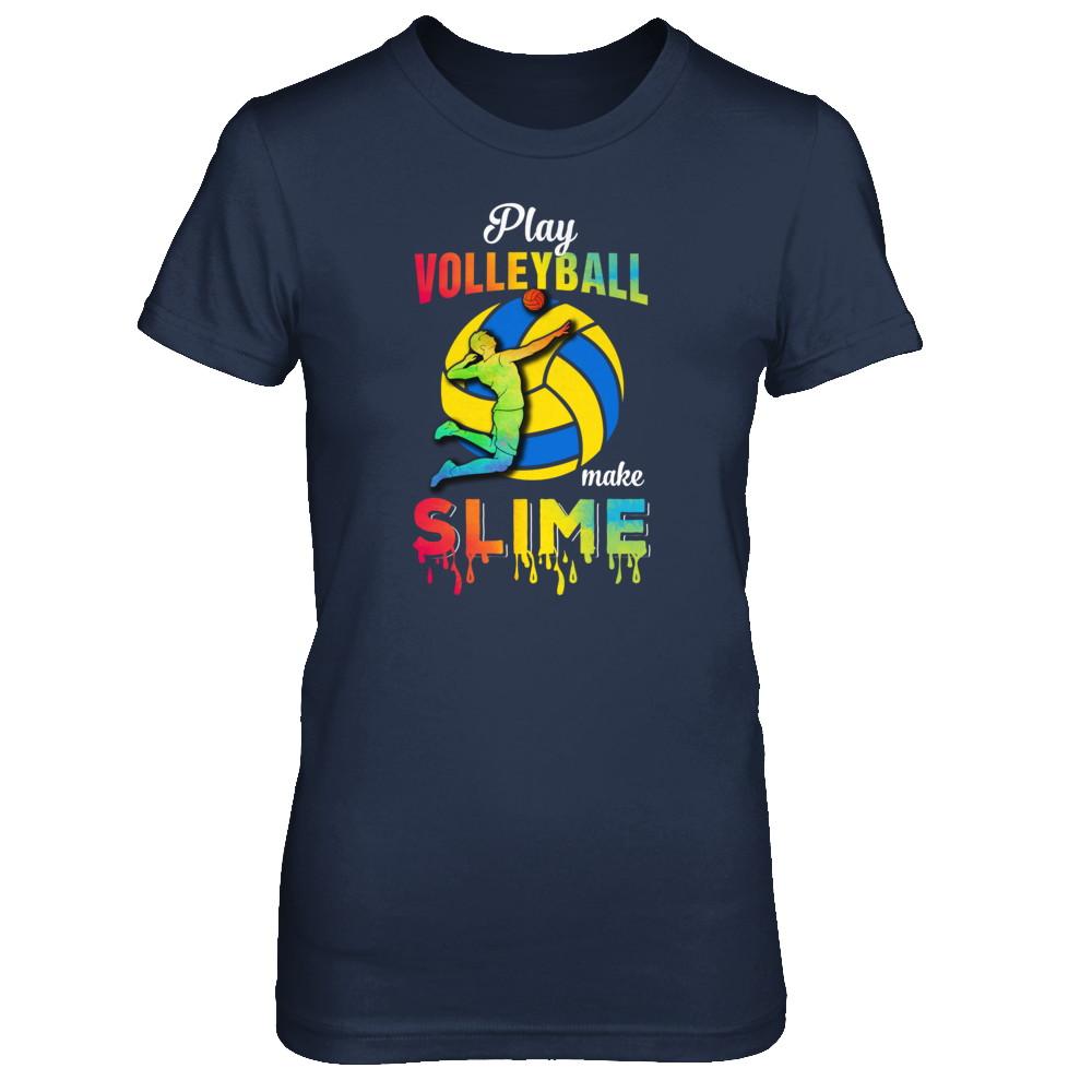 Play Volleyball Make Slime Watercolor For Girl Women-T-Shirt & Tank Top-Women's T-Shirt-Navy