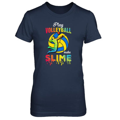 Play Volleyball Make Slime Watercolor For Girl Women-T-Shirt & Tank Top-Women's T-Shirt-Navy