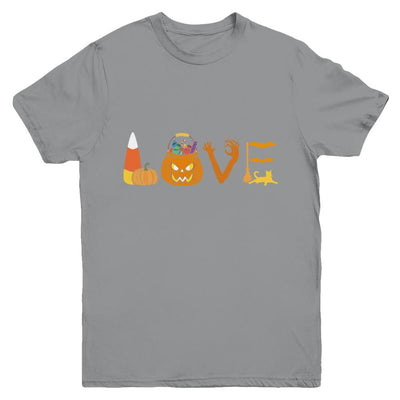 I Love Candy Funny Candy Corn Halloween Gift Youth-Youth Shirt-Youth T-Shirt-Sport Grey
