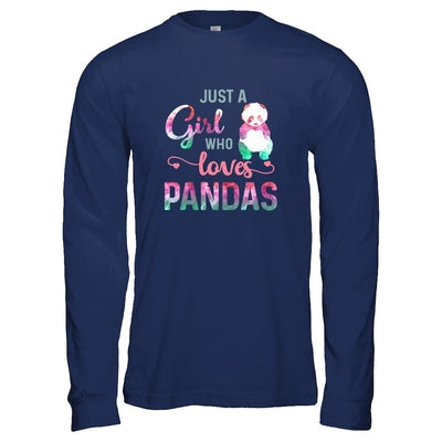 Just A Girl Who Loves Pandas Panda Lover-T-Shirt & Tank Top-Long Sleeve T-Shirt-Navy
