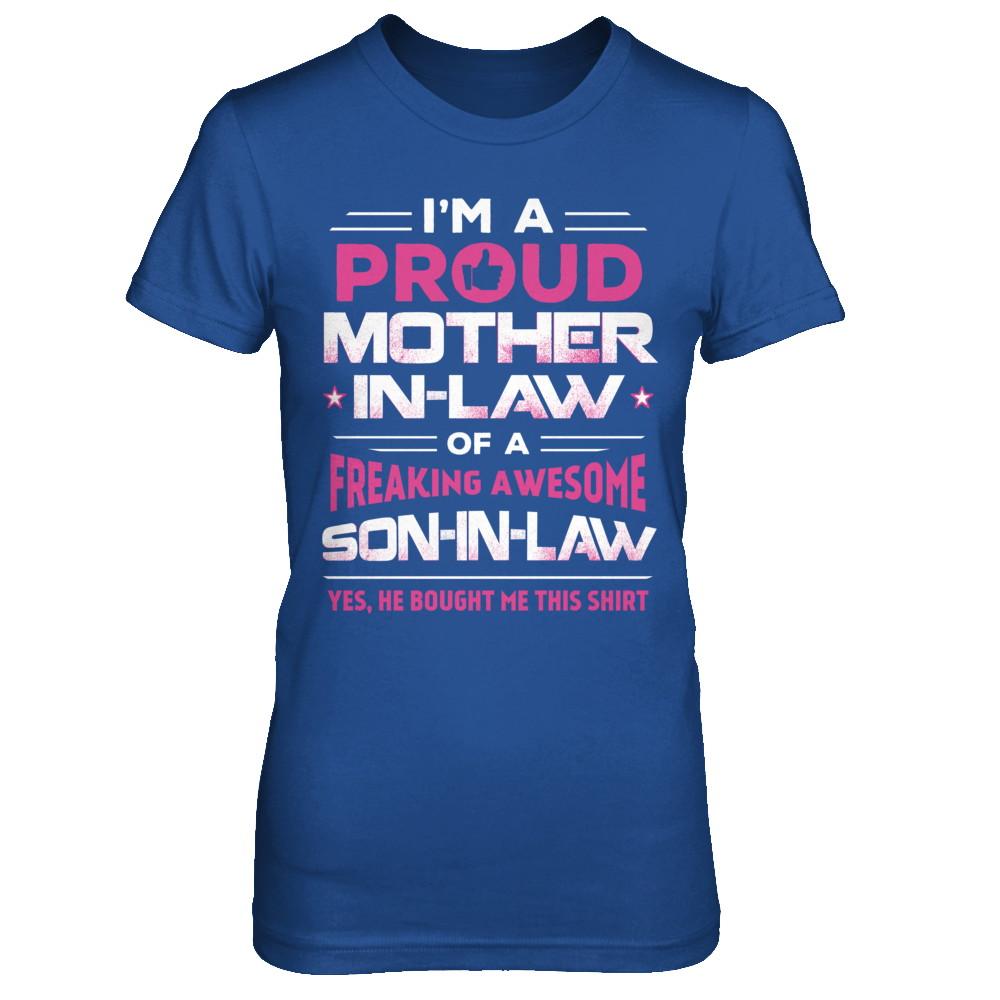 Proud Mother-In-Law Freaking Awesome Son-In-Law-T-Shirt & Hoodie-Women's T-Shirt-Royal
