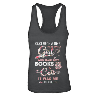 There Was A Girl Who Really Loved Books And Cats-T-Shirt & Tank Top-Women's Ideal Racerback Tank-Black