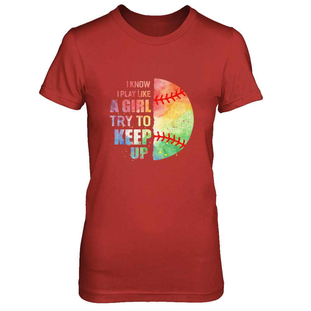 Yeah I Play Like A Girl Baseball Girl-T-Shirt & Hoodie-Women's T-Shirt-Red