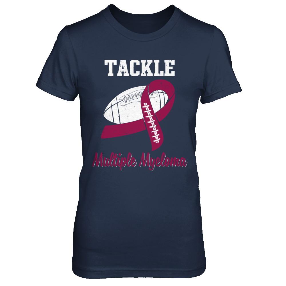 Football Survivor Tackle Burgundy Multiple Myeloma Awareness-T-Shirt & Hoodie-Women's T-Shirt-Navy