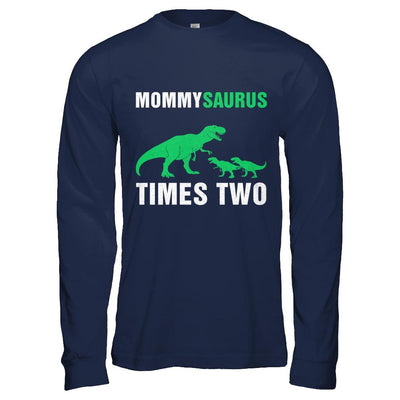 Mommysaurus Times Two Twins Mothers Day-T-Shirt & Hoodie-Long Sleeve T-Shirt-Navy