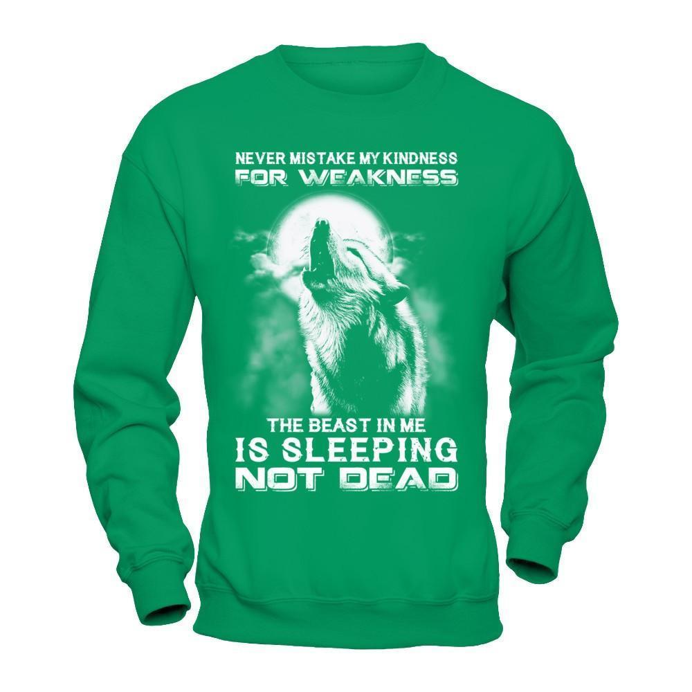 The Wolves The Beast In Me Is Sleeping Not Dead-T-Shirt & Hoodie-Crewneck Sweatshirt-Irish Green