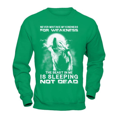 The Wolves The Beast In Me Is Sleeping Not Dead-T-Shirt & Hoodie-Crewneck Sweatshirt-Irish Green