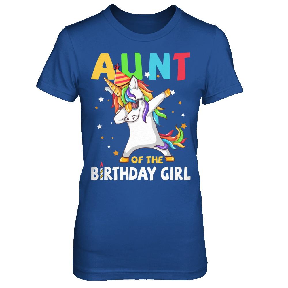 AUNT Of The Birthday Girl Dabbing Unicorn Party-T-Shirt & Hoodie-Women's T-Shirt-Royal