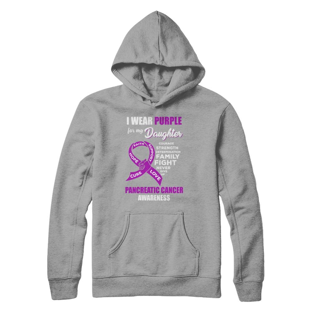 Pancreatic Cancer I Wear Purple For My Daughter Dad Mom-T-Shirt & Hoodie-Pullover Hoodie-Light Steel