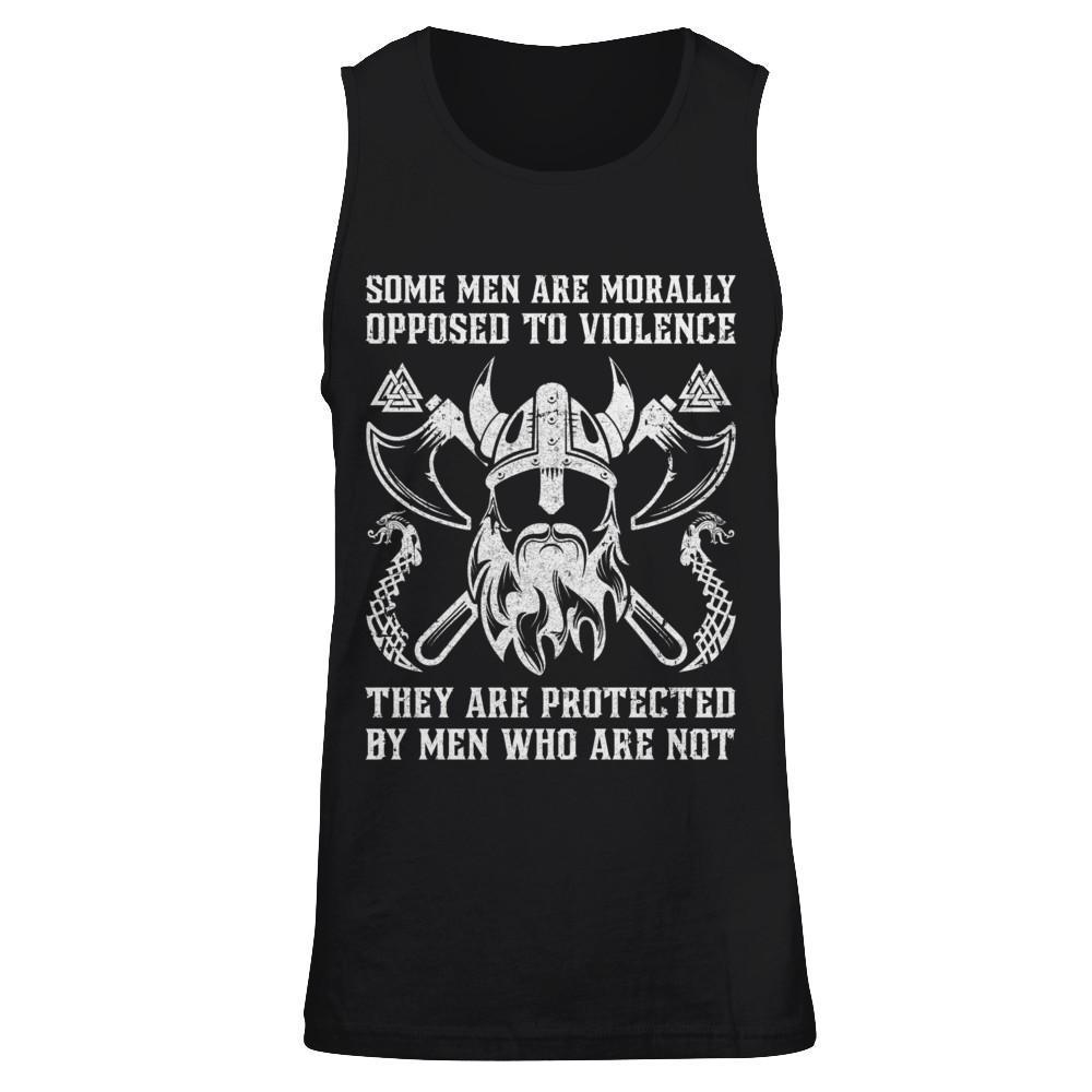 Viking Men Opposed To Violence They Are Protected By Men Who Are Not-T-Shirt & Hoodie-Unisex Tank-Black