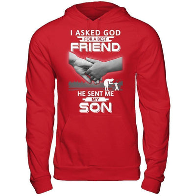I Asked God For A Best Friend He Sent Me My Son-T-Shirt & Hoodie-Pullover Hoodie-Red
