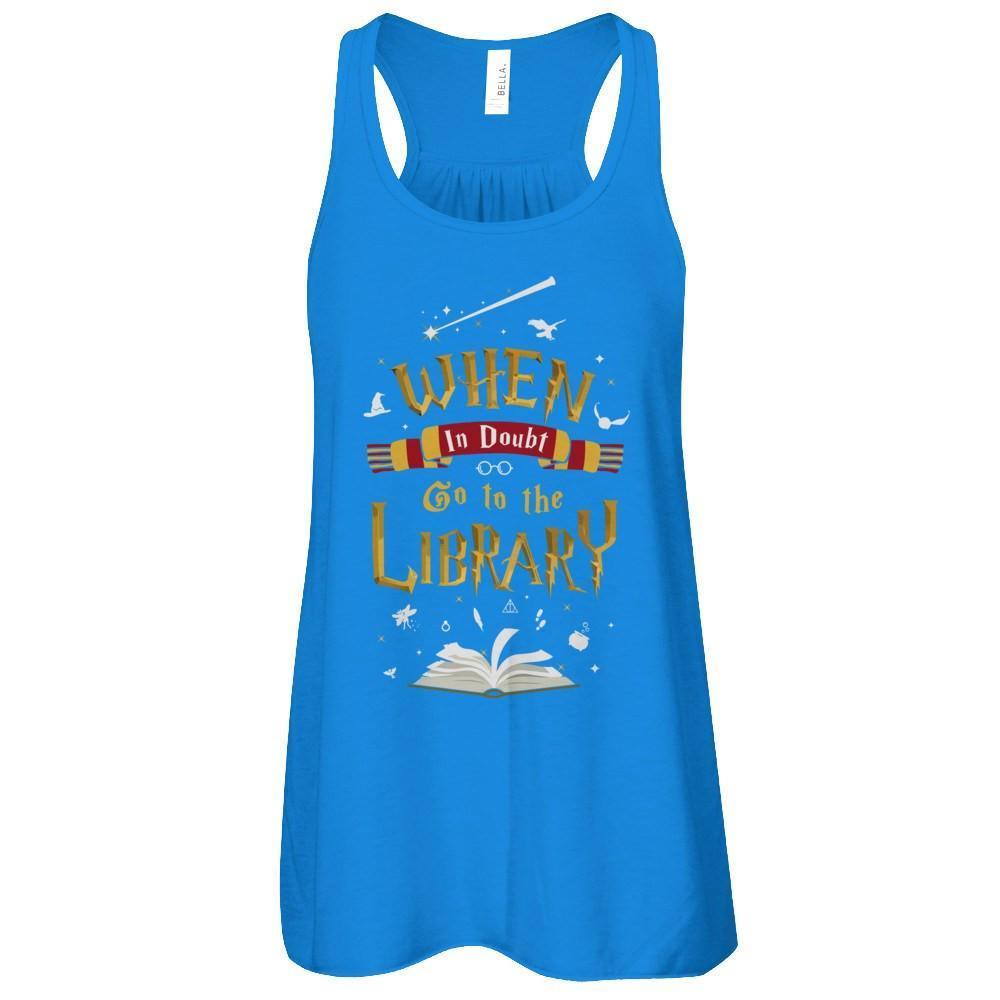 When In Doubt Go To The Library-T-Shirt & Hoodie-Women's Flowy Racerback Tank-True Royal