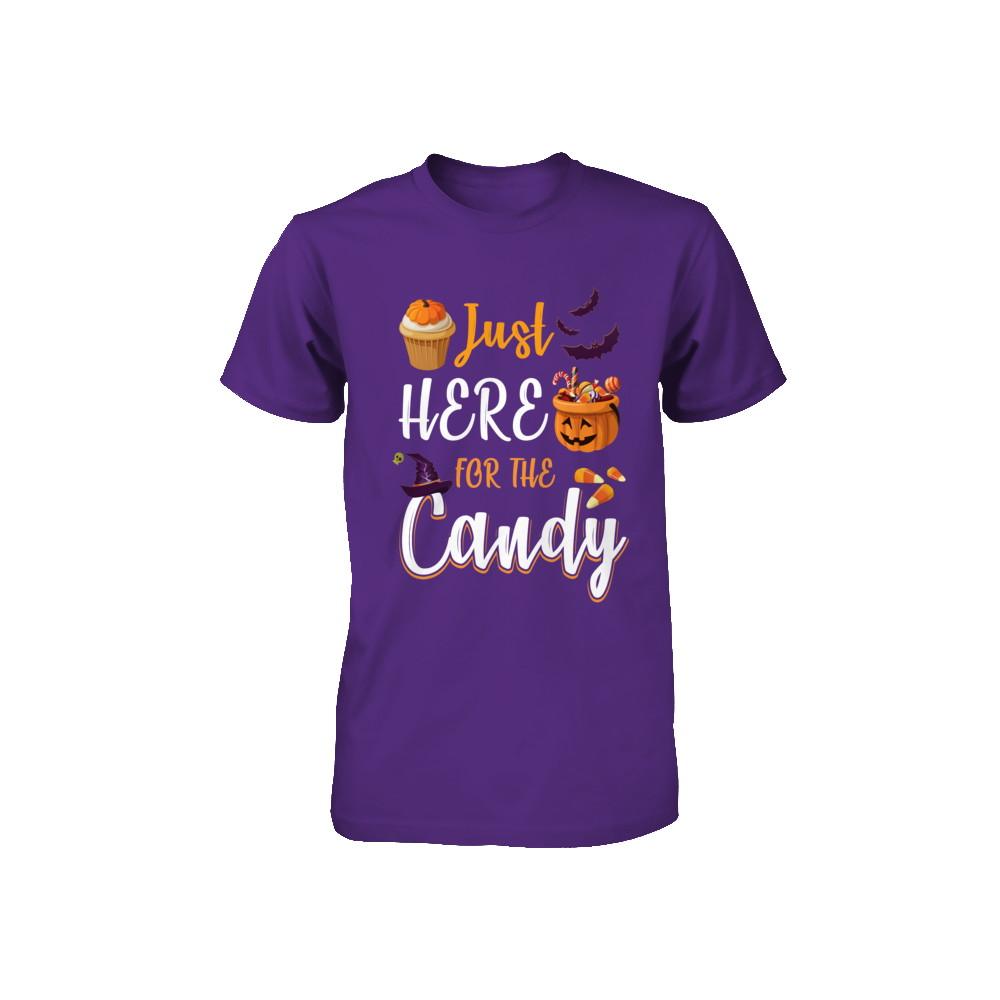 Just Here For The Candy Funny Halloween Kids Boy Girl Youth-Youth Shirt-