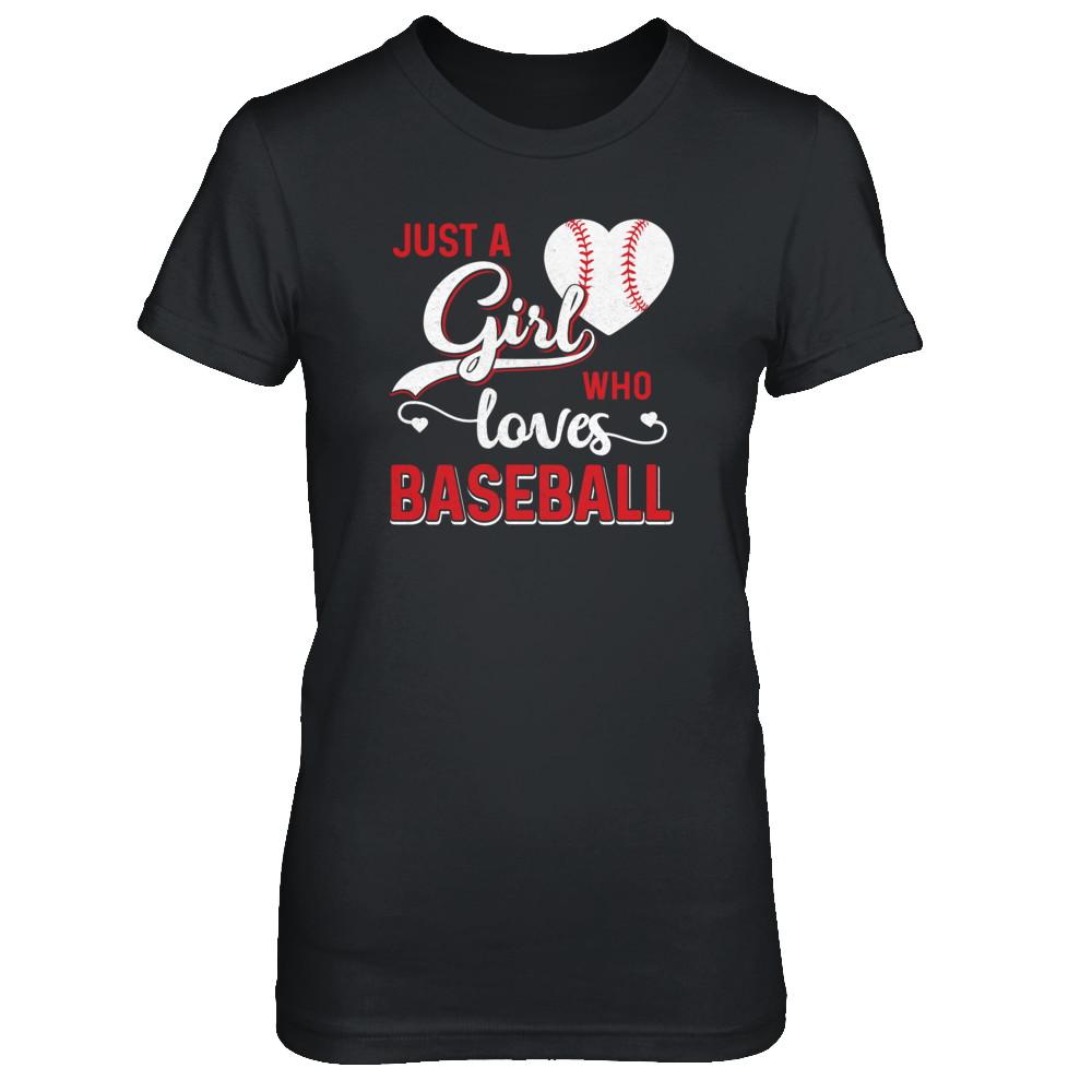 Just A Girl Who Loves Baseball-T-Shirt & Tank Top-Women's T-Shirt-Black