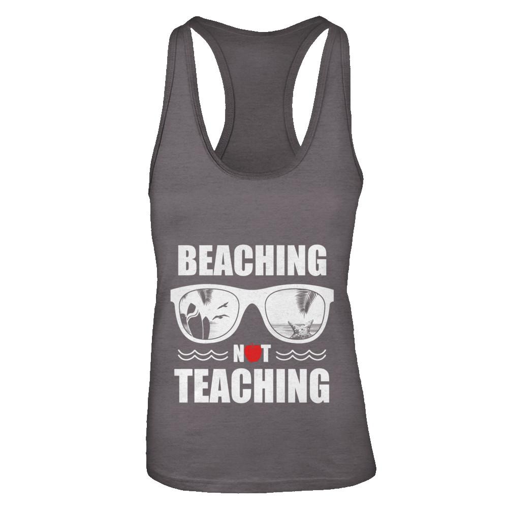 Beaching Not Teaching Funny Teacher Summer-T-Shirt & Tank Top-Women's Ideal Racerback Tank-Dark Grey