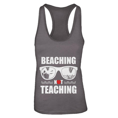 Beaching Not Teaching Funny Teacher Summer-T-Shirt & Tank Top-Women's Ideal Racerback Tank-Dark Grey