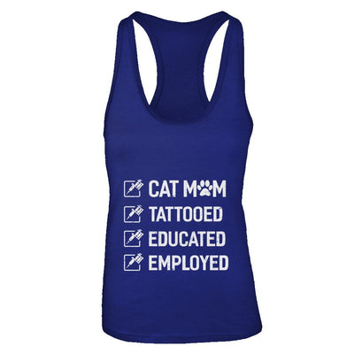 Cat Mom Tattooed Educated Employed-T-Shirt & Tank Top-Women's Ideal Racerback Tank-Royal