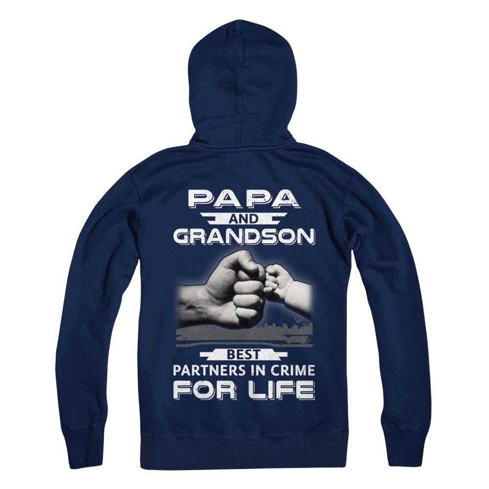Papa And Grandson Best Partners In Crime For Life-T-Shirt & Hoodie-Pullover Hoodie-Navy